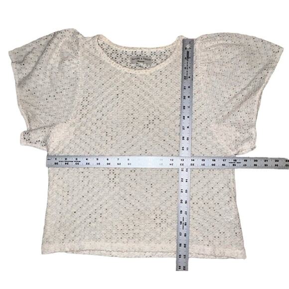 Madewell Texture & Thread Top Small Cream Short Sleeve Flutter Sleeve See Thru - Picture 5 of 6